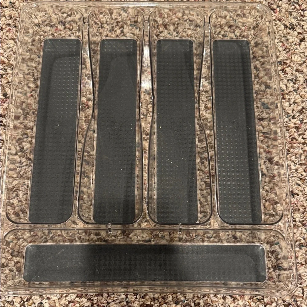 5 compartment utensils drawer Clear/grey Organizer Tray